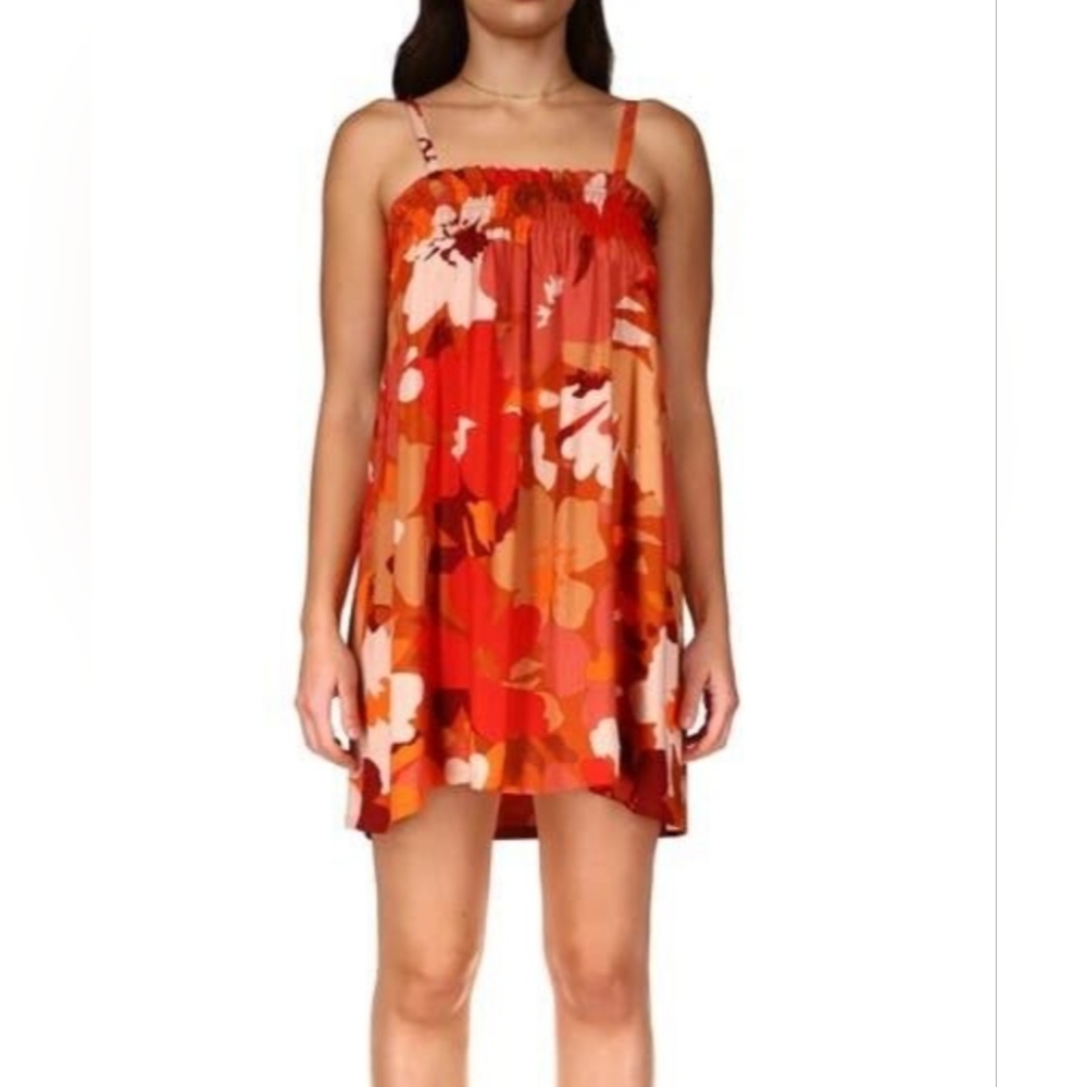 SANCTUARY Dress Women's Lakeside Sundrenched Floral Print Smocked Size US M NWT